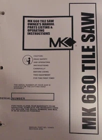 OPERATOR, SERVICE & PARTS MANUALS for MK DIAMOND SAWS, ETC