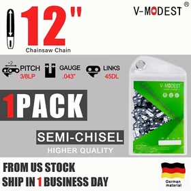 V-MODEST 12" Chainsaw Chain For Dewalt Black&Decker Ryobi Worx 3/8"LP .043" 45DL