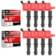 MAS Set of 8 Red Ignition Coils Pack DG511 & Motorcraft SP515 SP546 Spark Plug C