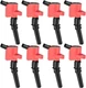 MAS Red Curved Boot Set of 8 Ignition Coils Pack Compatible with 