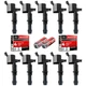 MAS Set of 10 Straight Boot Ignition Coil Pack DG511 & Platinum Spark Plug SP...