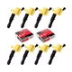 MAS Set of 8 Yellow Straight Boot Ignition Coils Pack +8 Motorcraft Platinum ...