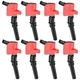 MAS Red Curved Boot Set of 8 Ignition Coils Pack Compatible with 1997-2015 Fo...