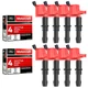 MAS Set of 8 Red Ignition Coils Pack DG511 SP515 SP546  5C1584 C1541 FD508 DG511